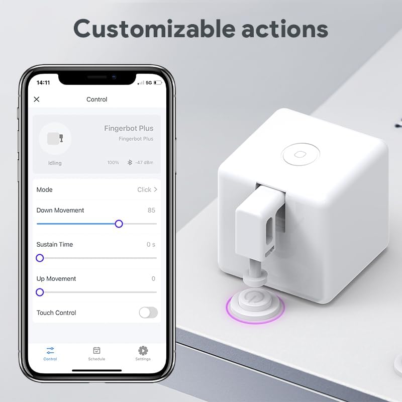 UanTii Smart Fingerbot Tuya Bluetooth Switch Button Pusher Bluetooth Smart Switch Works with Tuya Smart Life App (White)