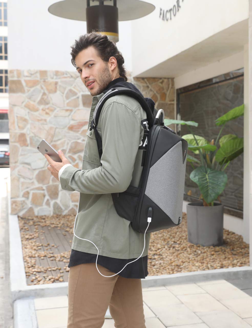 Classic Business Laptop Bag, Waterproof Anti theft Work Backpack with USB Charging Port for Men and Women