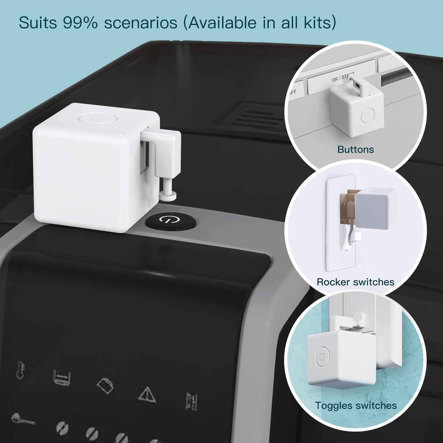 UanTii Smart Fingerbot Tuya Bluetooth Switch Button Pusher Bluetooth Smart Switch Works with Tuya Smart Life App (White)