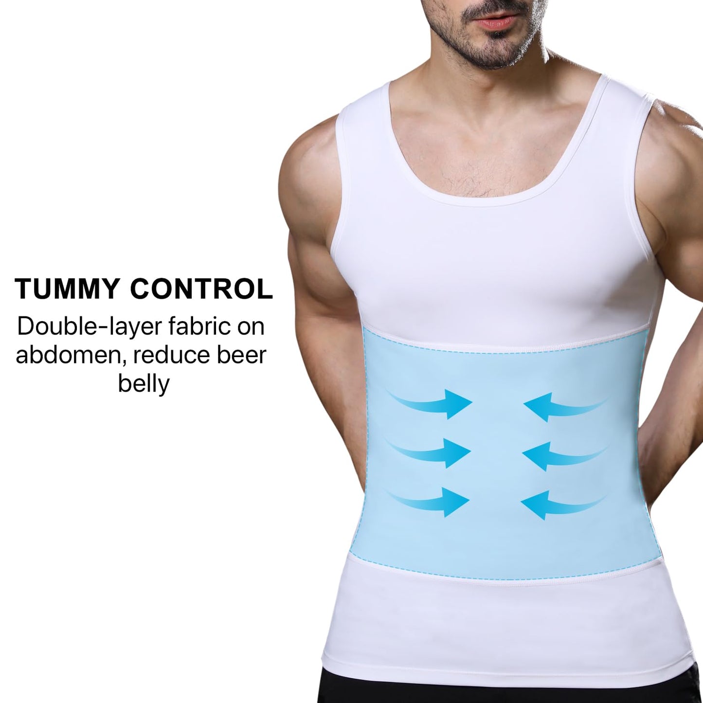 Lgtfy Mens Slimming Body Shaper Vest, Chest Abdomen Compression Tank Top, Belly Hiding Undershirts - Change in Seconds