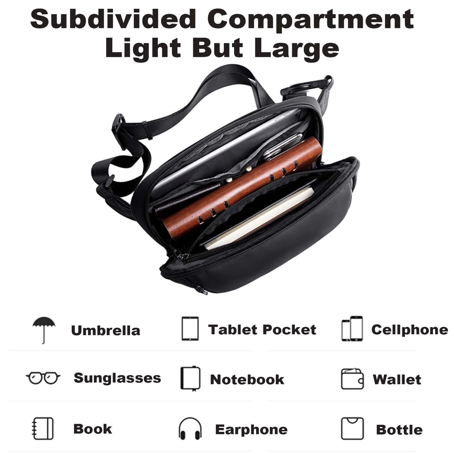 ah arctic hunter Large Business Waist Belt Bag, Travel Crossbody Chest Sling Phone Wallet Pack with Tablet Compartment for Men and Women