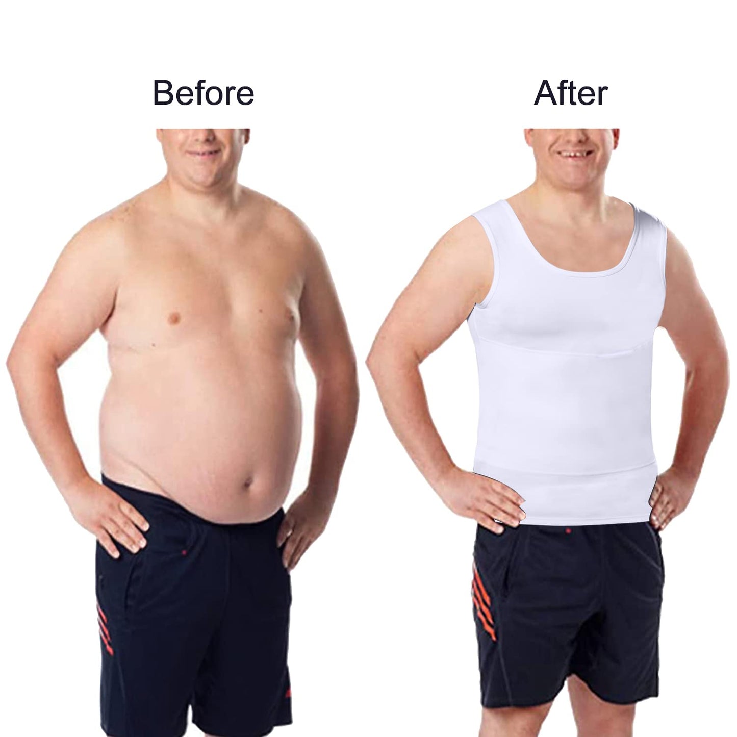 Lgtfy Mens Slimming Body Shaper Vest, Chest Abdomen Compression Tank Top, Belly Hiding Undershirts - Change in Seconds