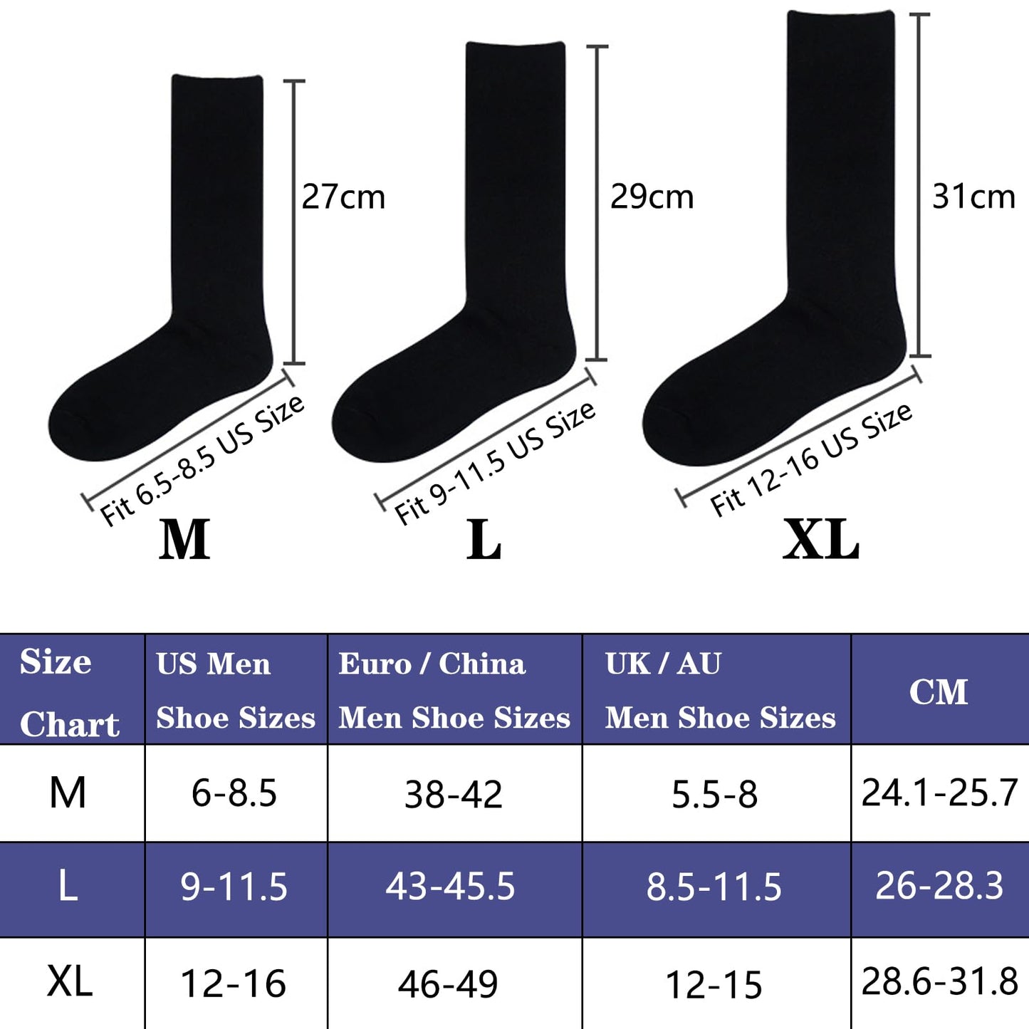 Men's Dress Socks 5 Pairs Mens Cotton Calf Business Formal Soft Breathable Athletic Long Crew Casual Socks