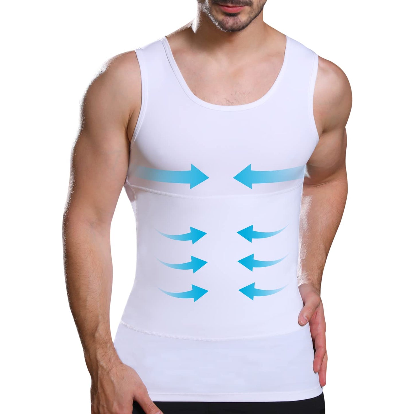 Lgtfy Mens Slimming Body Shaper Vest, Chest Abdomen Compression Tank Top, Belly Hiding Undershirts - Change in Seconds