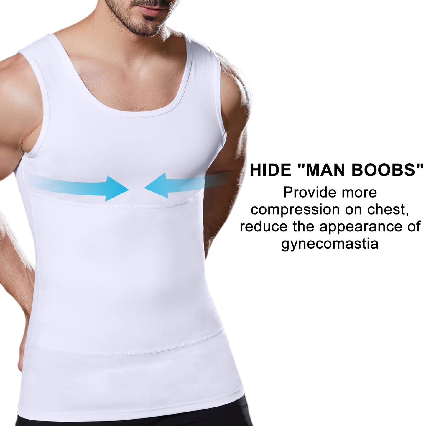 Lgtfy Mens Slimming Body Shaper Vest, Chest Abdomen Compression Tank Top, Belly Hiding Undershirts - Change in Seconds