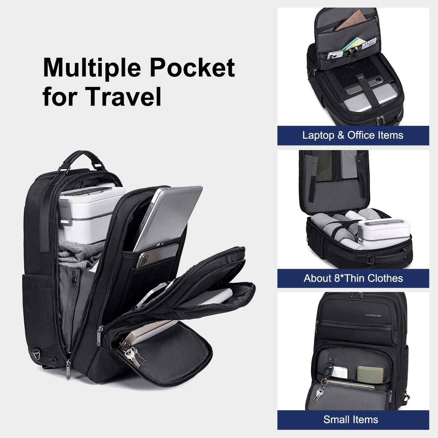 ah arctic hunter Trolley Business Backpack for Men 30L Office Travel Laptop Backpack Heavy Duty Backpack with 17-inch Laptop Pocket Water Resistant Backpack, Black