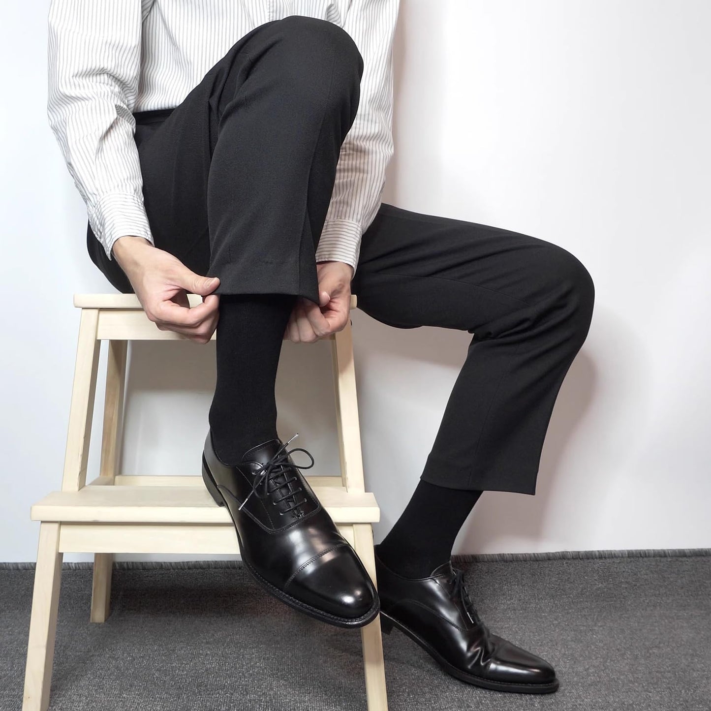 Men's Dress Socks 5 Pairs Mens Cotton Calf Business Formal Soft Breathable Athletic Long Crew Casual Socks