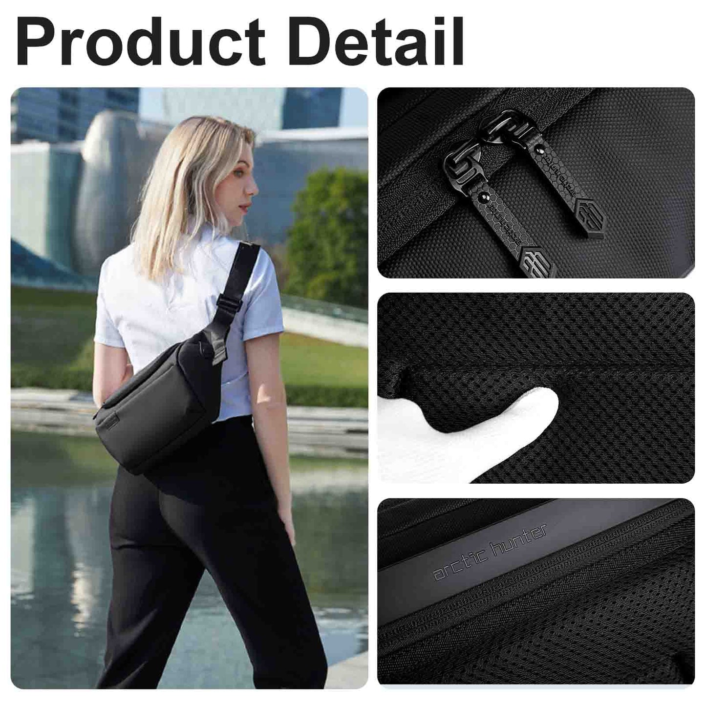 ah arctic hunter Large Business Waist Belt Bag, Travel Crossbody Chest Sling Phone Wallet Pack with Tablet Compartment for Men and Women