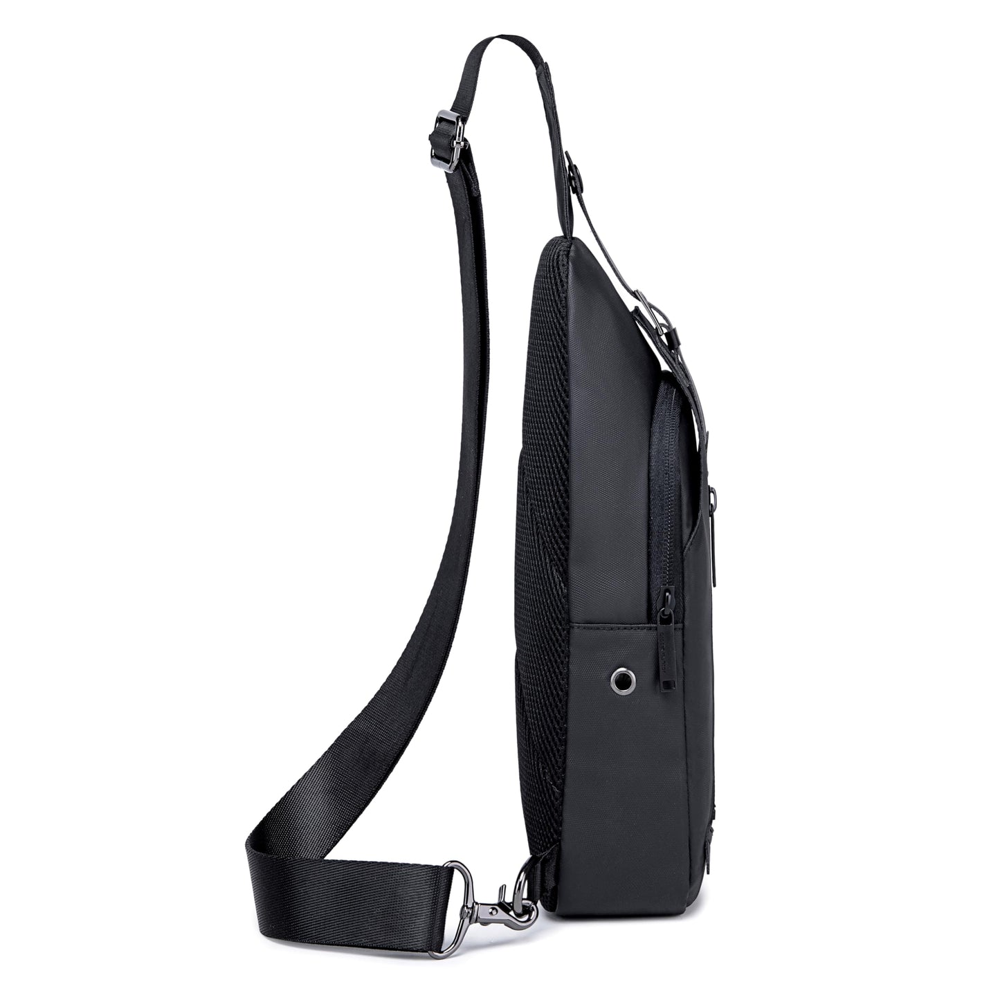 Water Resistant Side Bag for Men and Women Durable Small Shoulder bag with Built in Earphone Jack for Outdoor Travel Business and Daily Use, XB13006 (Black)