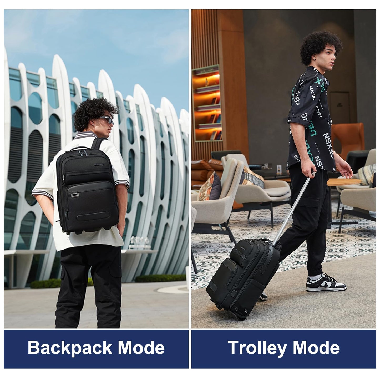 ah arctic hunter Trolley Business Backpack for Men 30L Office Travel Laptop Backpack Heavy Duty Backpack with 17-inch Laptop Pocket Water Resistant Backpack, Black
