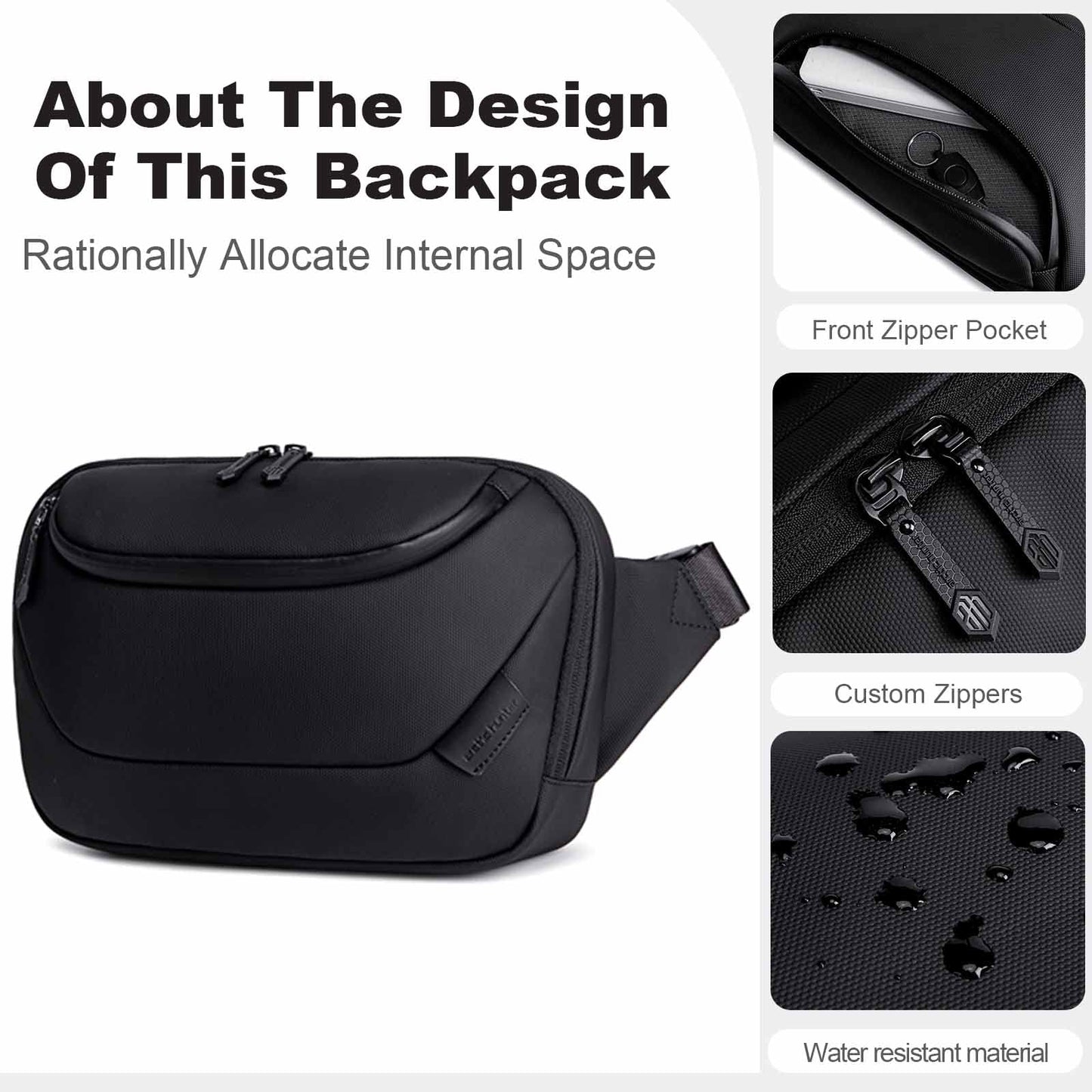 ah arctic hunter Large Business Waist Belt Bag, Travel Crossbody Chest Sling Phone Wallet Pack with Tablet Compartment for Men and Women