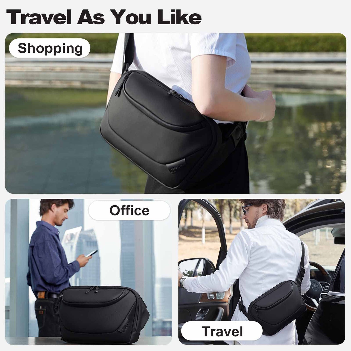 ah arctic hunter Large Business Waist Belt Bag, Travel Crossbody Chest Sling Phone Wallet Pack with Tablet Compartment for Men and Women