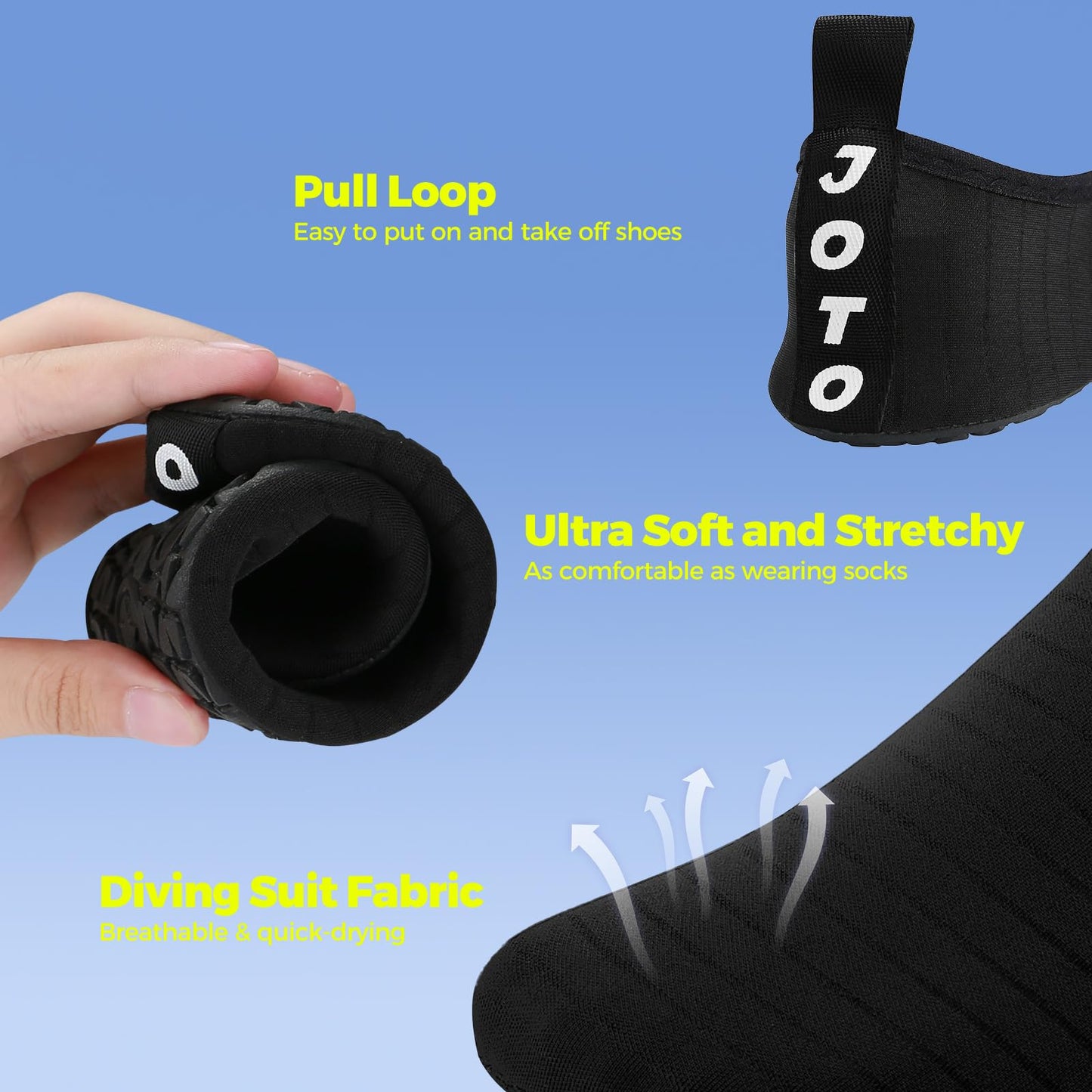 JOTO Water Shoes for Women Men Kids, Barefoot Quick-Dry Aqua Water Socks Slip-on Swim Beach Shoes for Snorkeling Surfing Kayaking Beach Walking Yoga