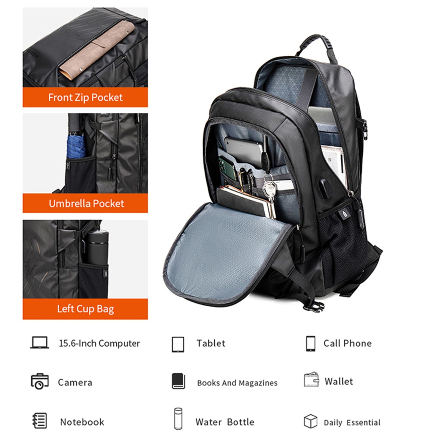 Arctic Hunter 26 L Laptop Backpack Water Resistant Anti-Theft Pocket with USB Port and Separate Laptop Compartment Premium Office Backpack B00387