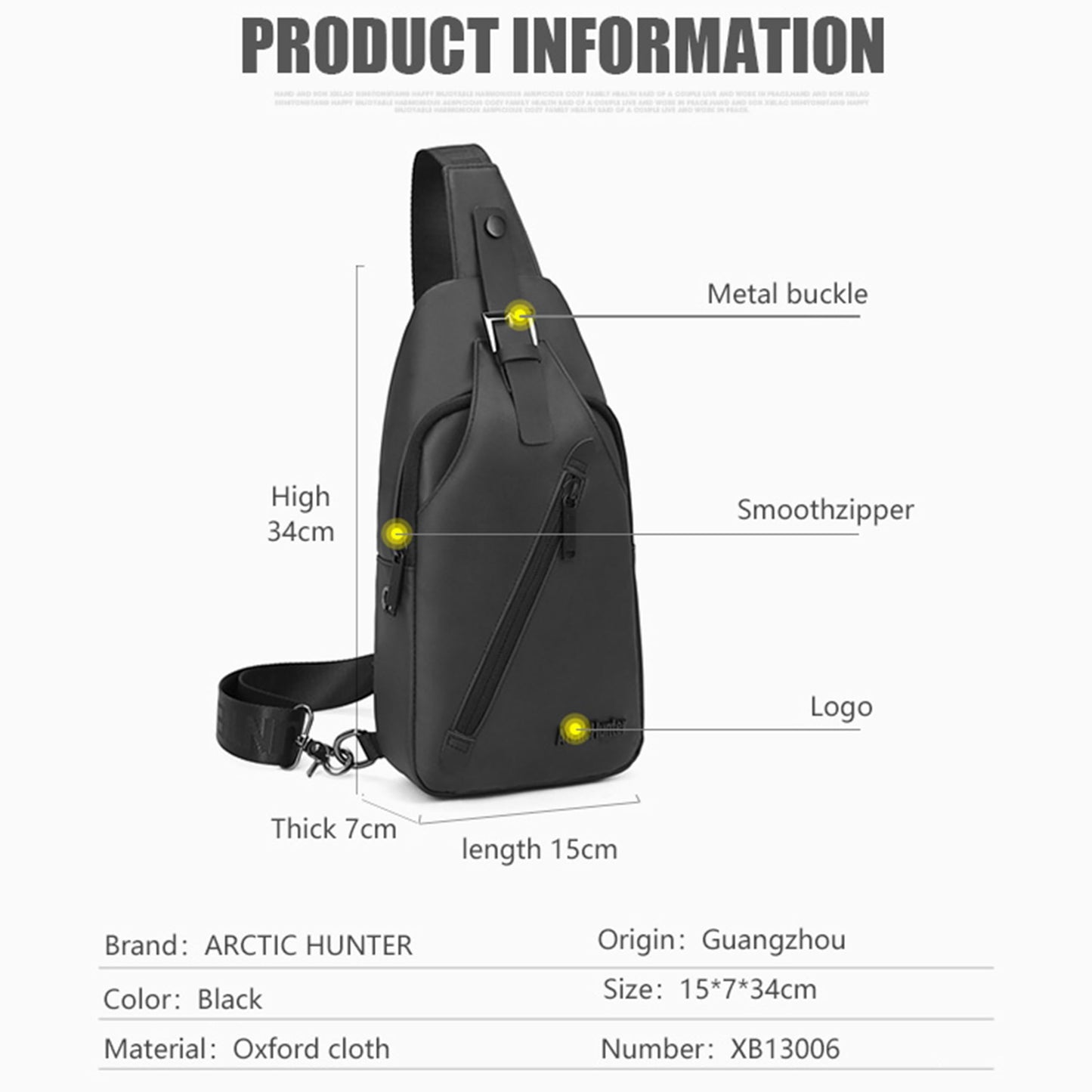 Water Resistant Side Bag for Men and Women Durable Small Shoulder bag with Built in Earphone Jack for Outdoor Travel Business and Daily Use, XB13006 (Black)