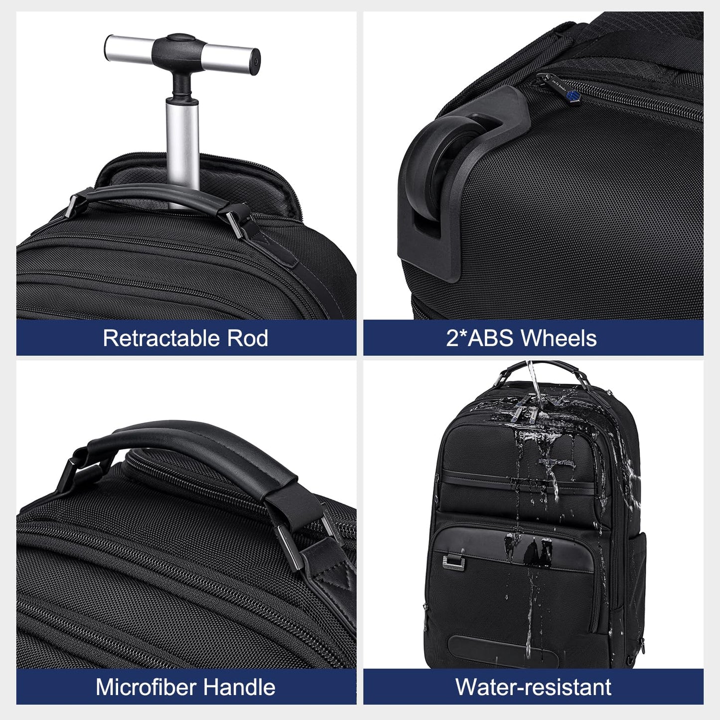 ah arctic hunter Trolley Business Backpack for Men 30L Office Travel Laptop Backpack Heavy Duty Backpack with 17-inch Laptop Pocket Water Resistant Backpack, Black