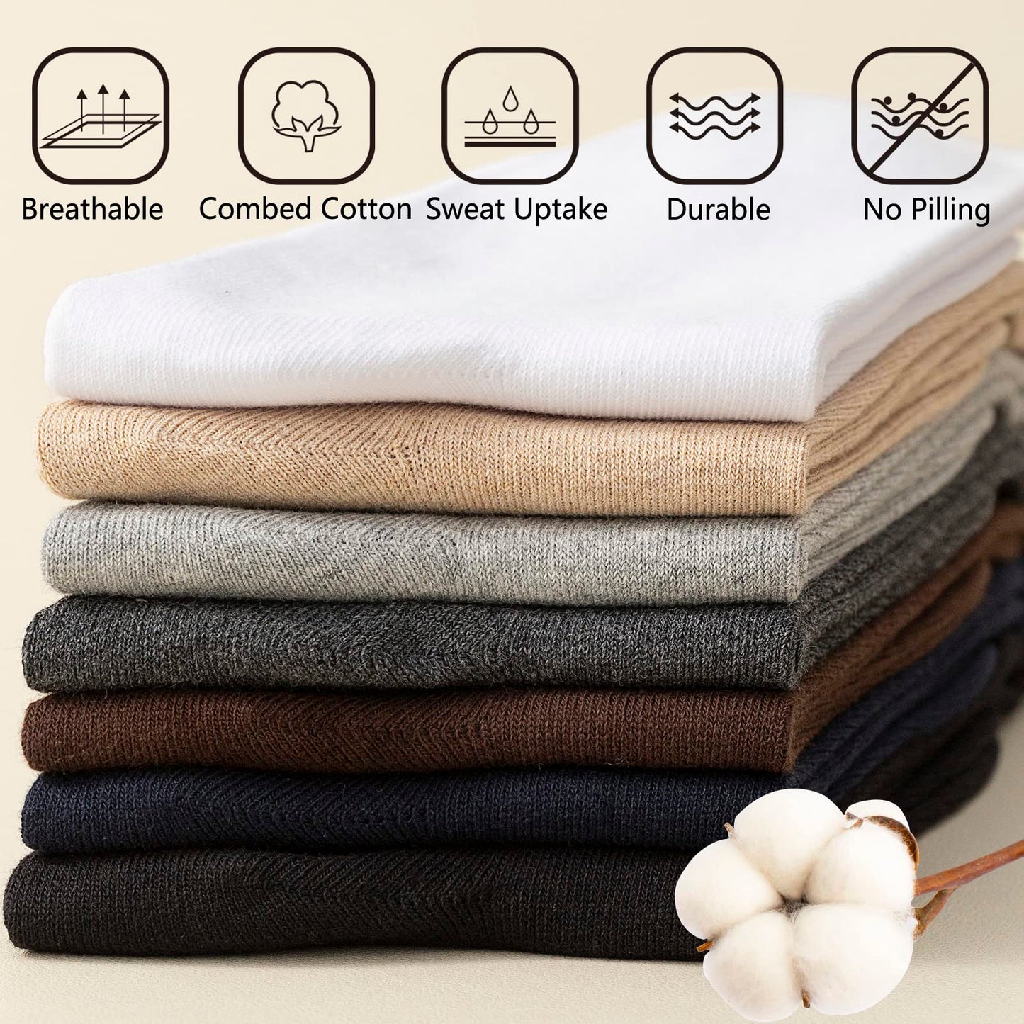Men's Dress Socks 5 Pairs Mens Cotton Calf Business Formal Soft Breathable Athletic Long Crew Casual Socks