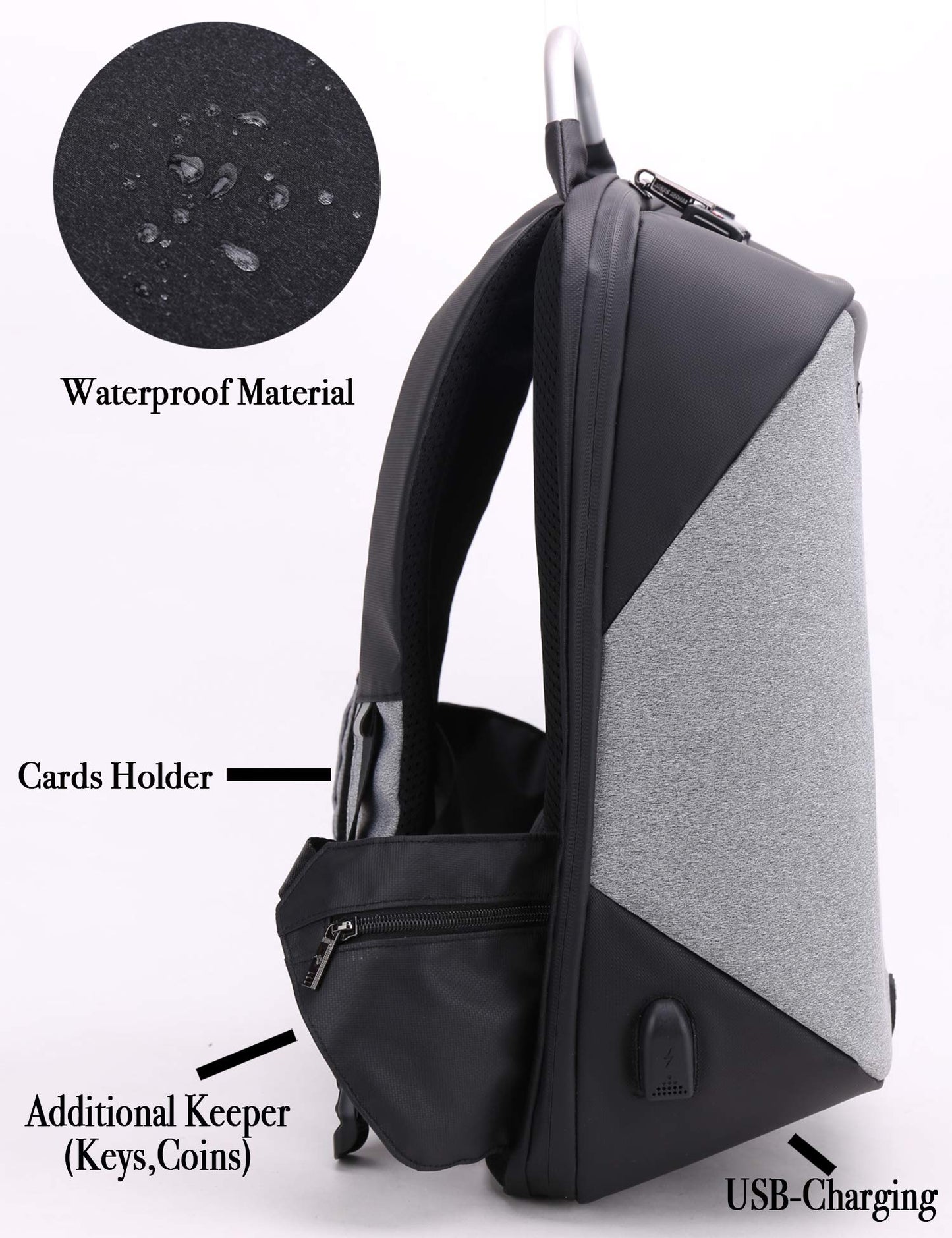 Classic Business Laptop Bag, Waterproof Anti theft Work Backpack with USB Charging Port for Men and Women