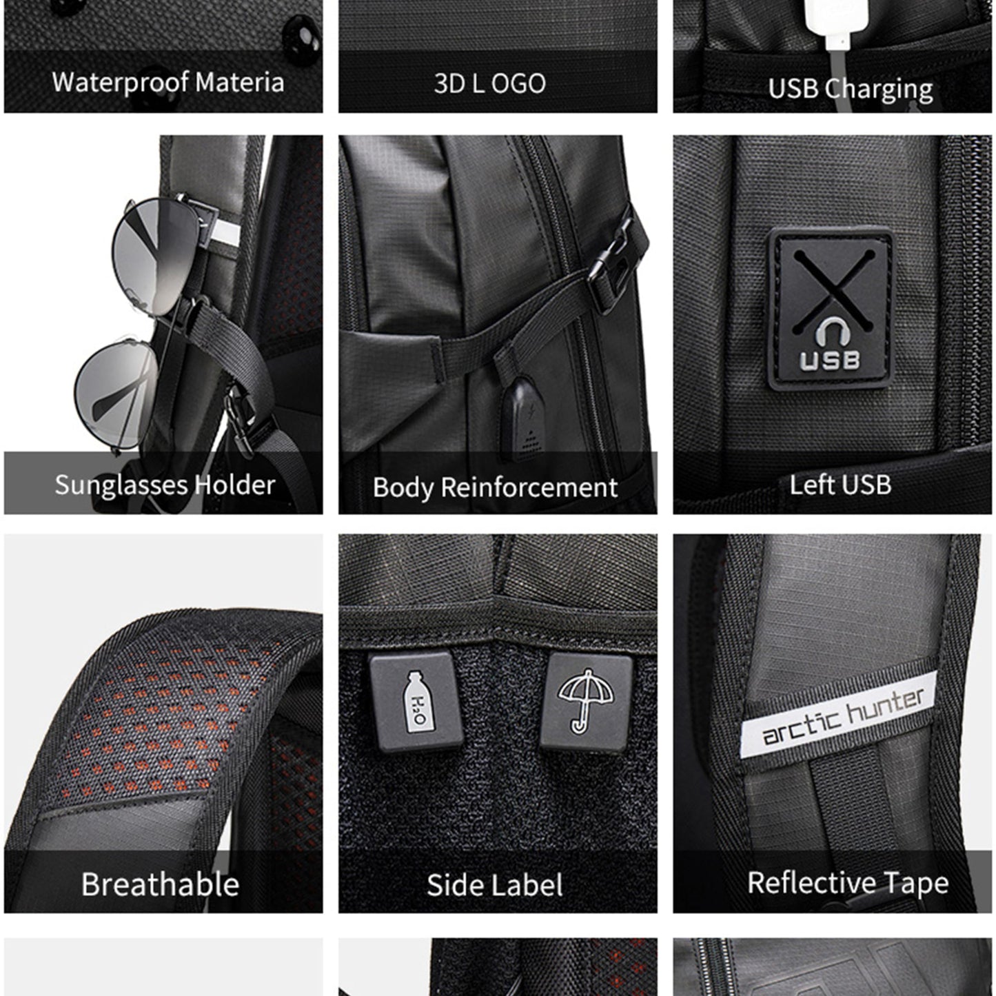 Arctic Hunter 26 L Laptop Backpack Water Resistant Anti-Theft Pocket with USB Port and Separate Laptop Compartment Premium Office Backpack B00387